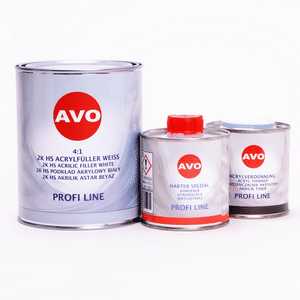 Bild von AVO 2K HS 4:1 Grundier Füller  Acrylfiller weiss 1,5 Liter Set (1Liter Füller + 0,25 Liter Härter + 0,25 Liter 2K Acrylverdünnung)