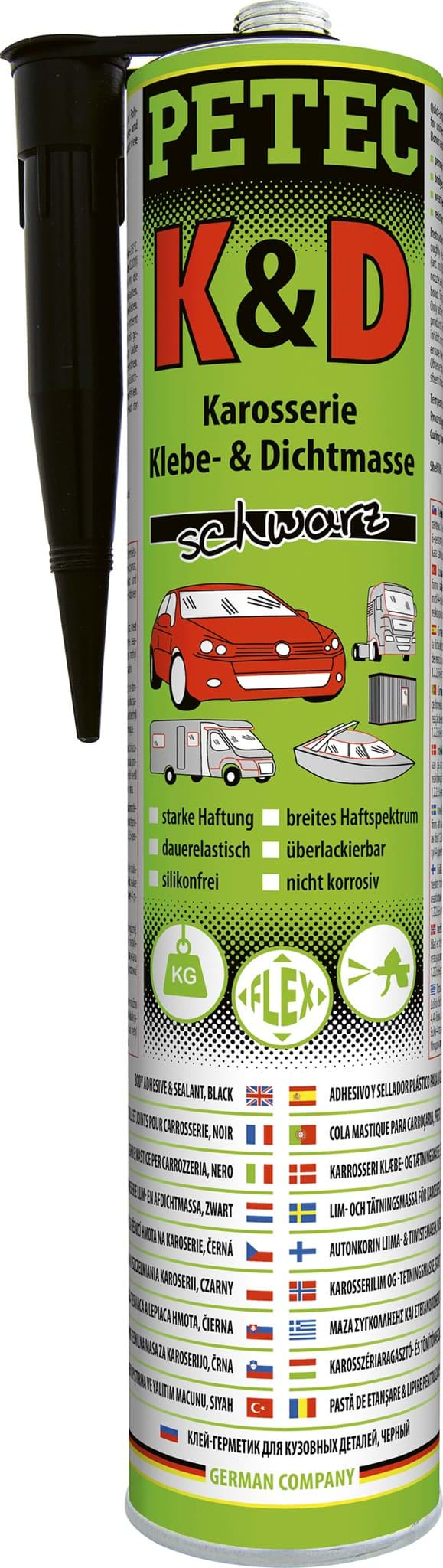 Bild von Petec Karosserie Klebe- und Dichtmasse Karrosseriedichtmasse schwarz 310ml 94730