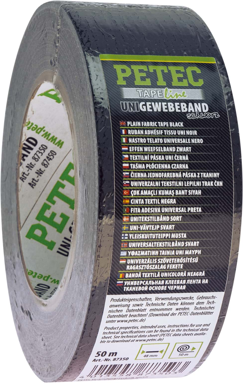 Bild von Petec Uni-Gewebeband Schwarz 48mm x 50m 87350