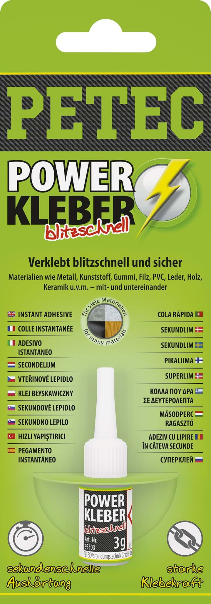 Bild von Petec Power Kleber 93403 Blitzschnell Sekundenkleber 3g