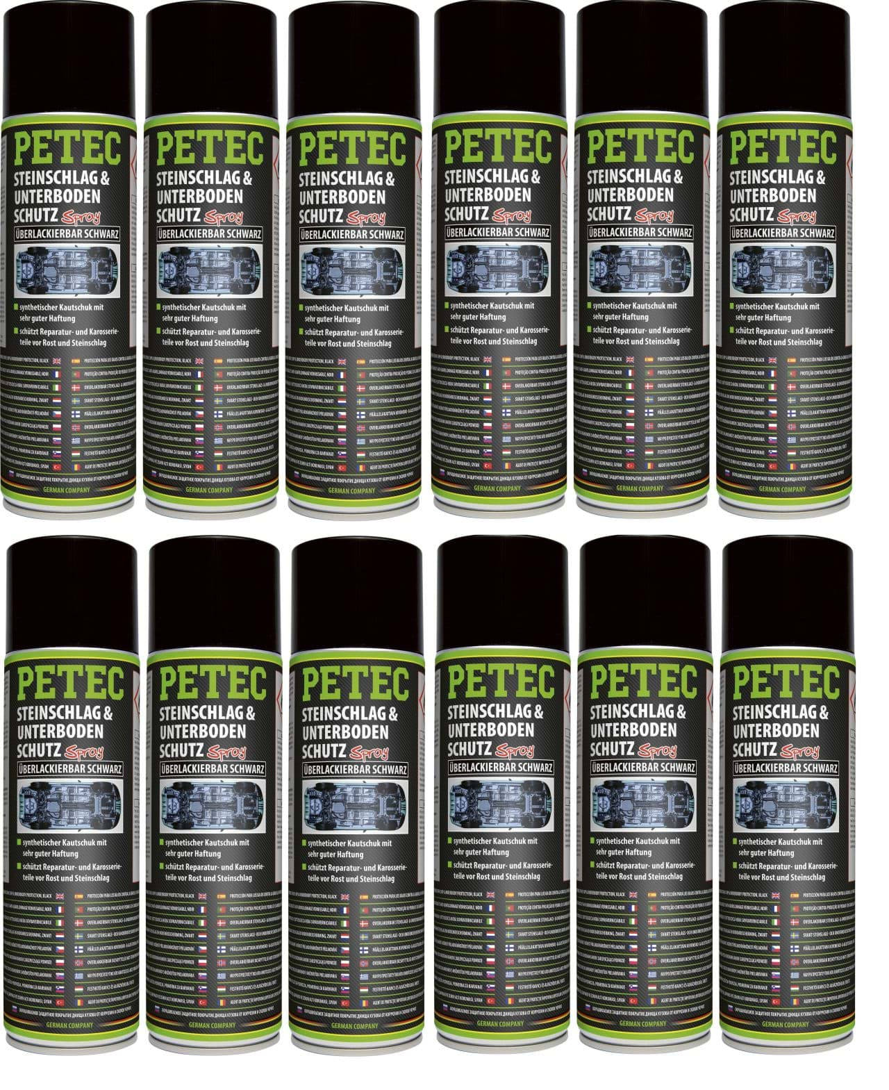 Bild von Petec Unterbodenschutz UBS schwarz überlackierbar 12 x 500ml 73250