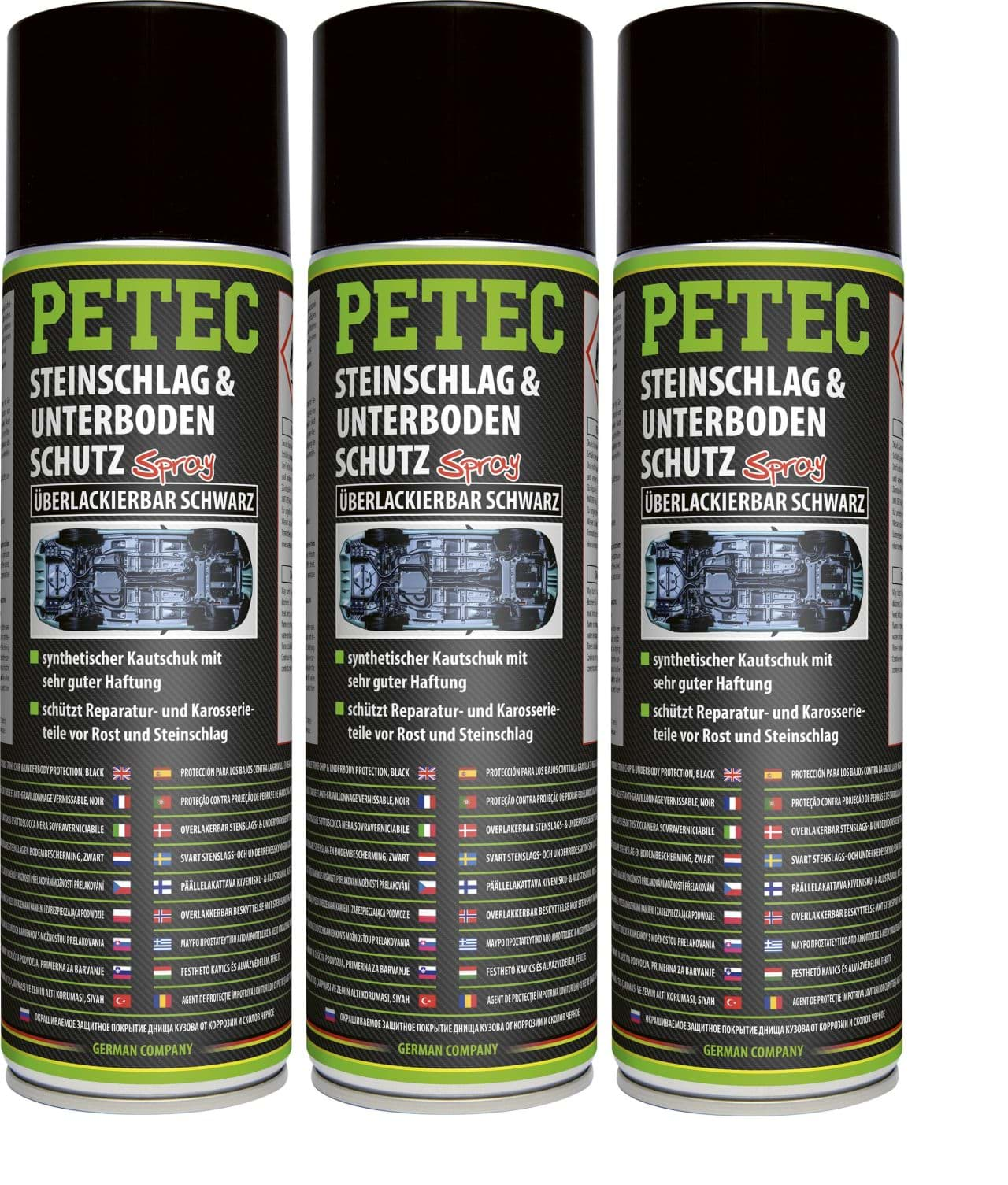 Bild von Petec Unterbodenschutz UBS schwarz überlackierbar 3 x 500ml 73250