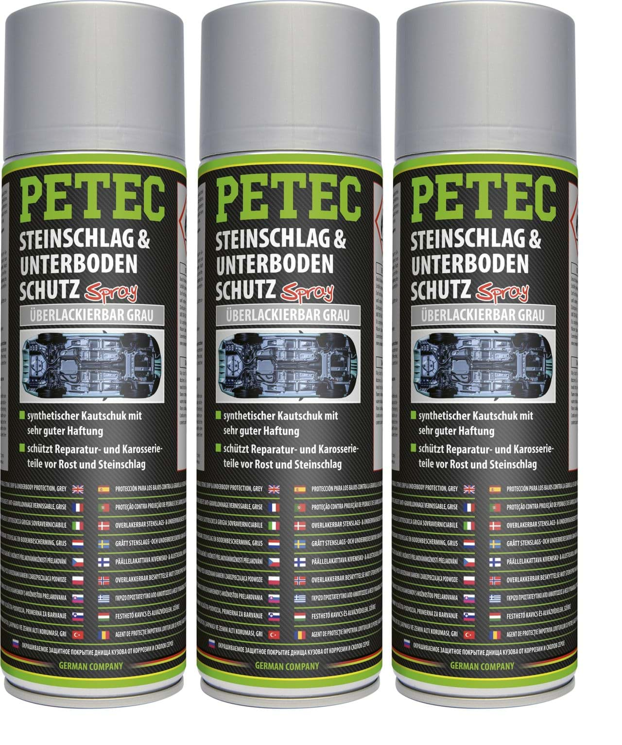 Bild von Petec Steinschlagschutz Unterbodenschutz 500ml grau überlackierbar 3x500ml 73350