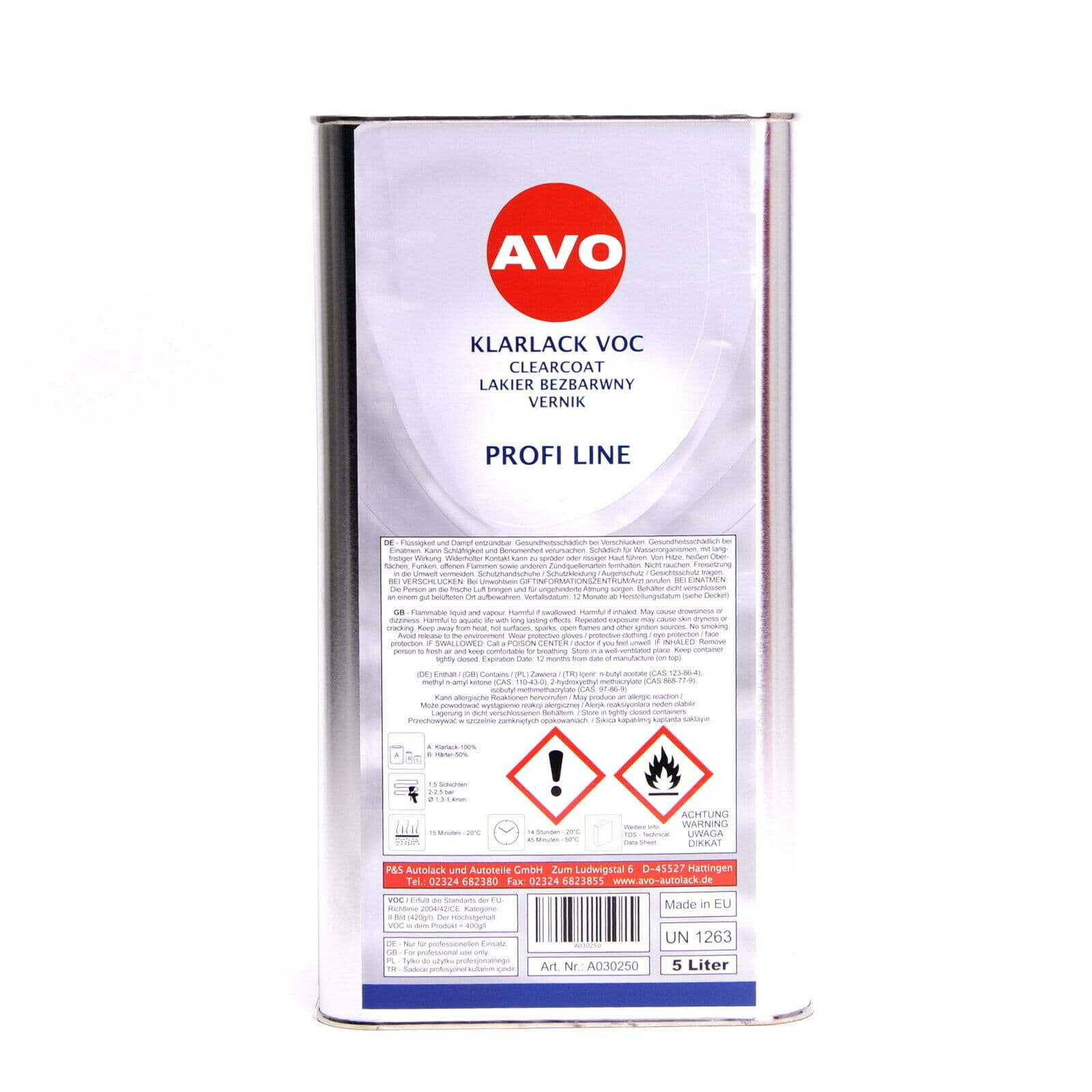 Bild von AVO VOC Pro Klarlack 5Liter brillant 2K Hochglanz kratzfest Autolack