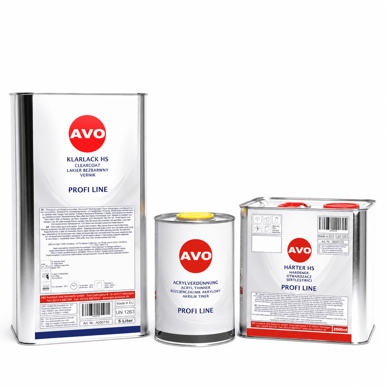 AVO 2K HS Klarlack Set mit HS Härter und Verdünnung 8,5 Liter 