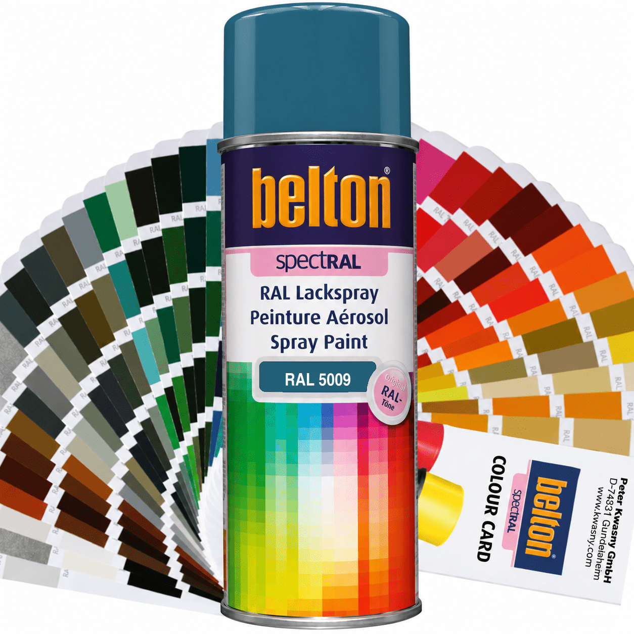 belton SpectRAL Lackspray RAL 5009 Azurblau hochglänzend 324080 – 400 ml RAL-Farbspray für Innen & Außen